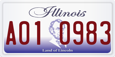 IL license plate A010983