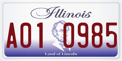 IL license plate A010985