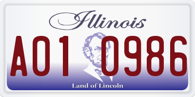 IL license plate A010986