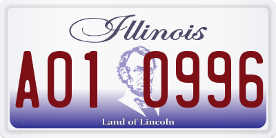 IL license plate A010996