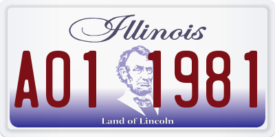 IL license plate A011981