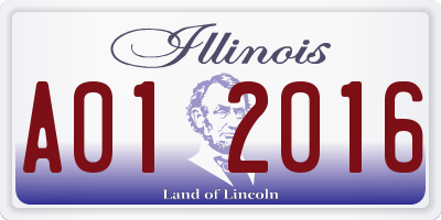 IL license plate A012016