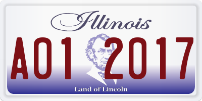 IL license plate A012017