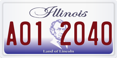 IL license plate A012040