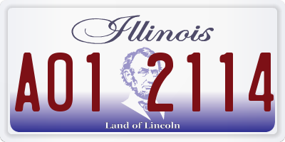 IL license plate A012114