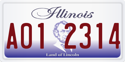 IL license plate A012314
