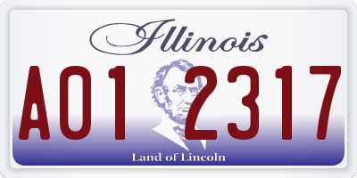 IL license plate A012317