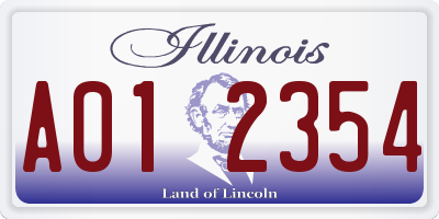 IL license plate A012354