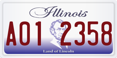 IL license plate A012358