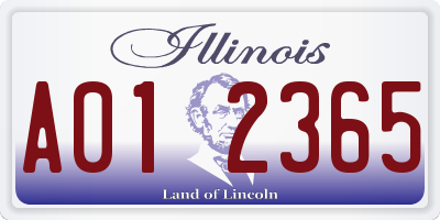 IL license plate A012365