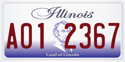 IL license plate A012367