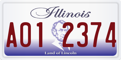 IL license plate A012374