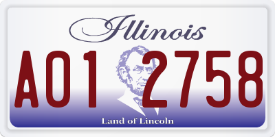 IL license plate A012758