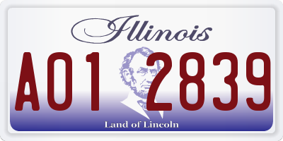 IL license plate A012839