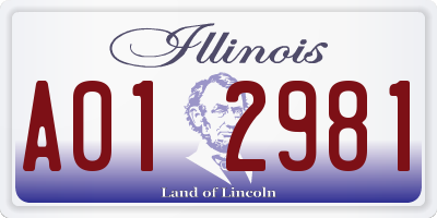 IL license plate A012981