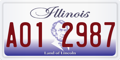 IL license plate A012987