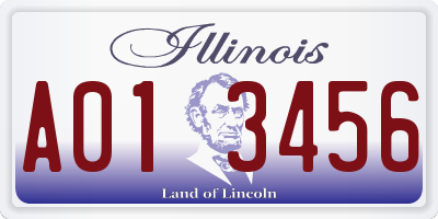 IL license plate A013456
