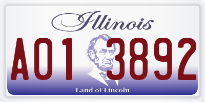 IL license plate A013892