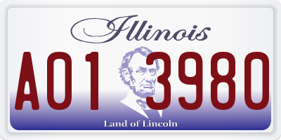 IL license plate A013980