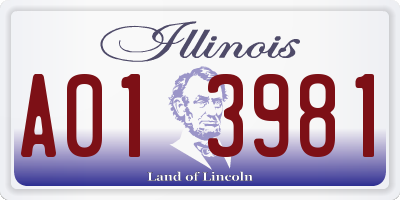 IL license plate A013981