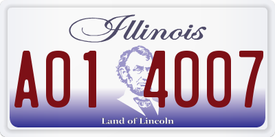 IL license plate A014007