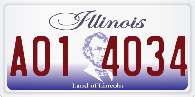 IL license plate A014034
