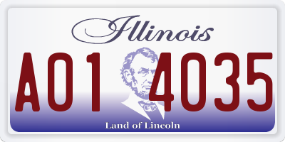 IL license plate A014035