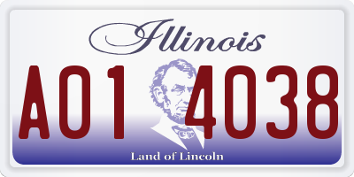 IL license plate A014038