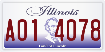 IL license plate A014078