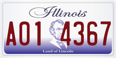 IL license plate A014367