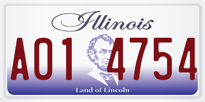 IL license plate A014754