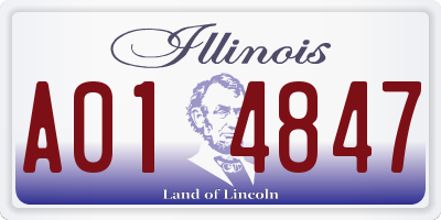 IL license plate A014847