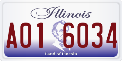 IL license plate A016034