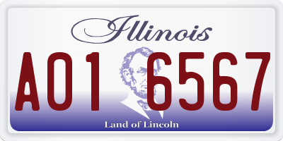 IL license plate A016567