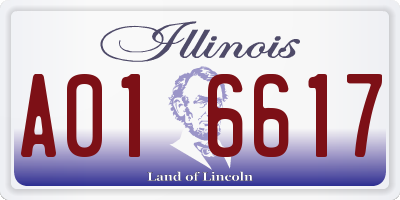 IL license plate A016617