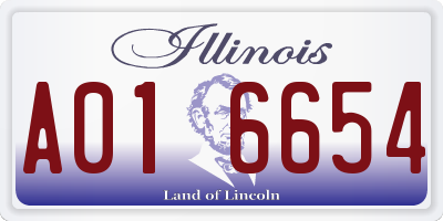 IL license plate A016654