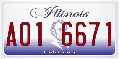 IL license plate A016671