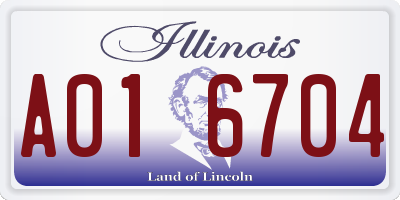 IL license plate A016704