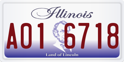 IL license plate A016718