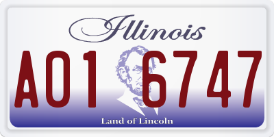 IL license plate A016747