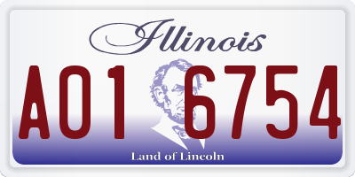 IL license plate A016754