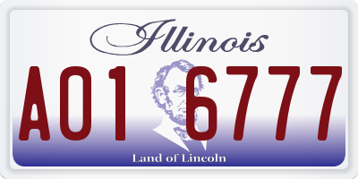 IL license plate A016777