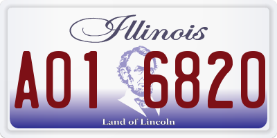 IL license plate A016820