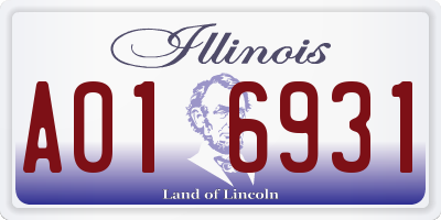 IL license plate A016931