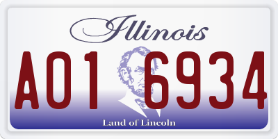 IL license plate A016934