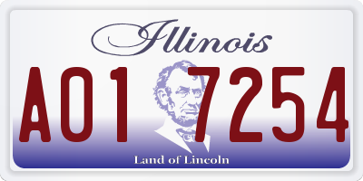 IL license plate A017254