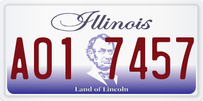 IL license plate A017457