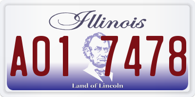 IL license plate A017478