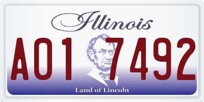 IL license plate A017492