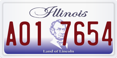 IL license plate A017654